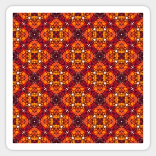 Clover Shaped Red and Orange Colored Pattern  - WelshDesignsTP005 Sticker